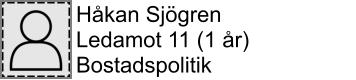 Håkan Sjögren Ledamot 11 (1 år) Bostadspolitik